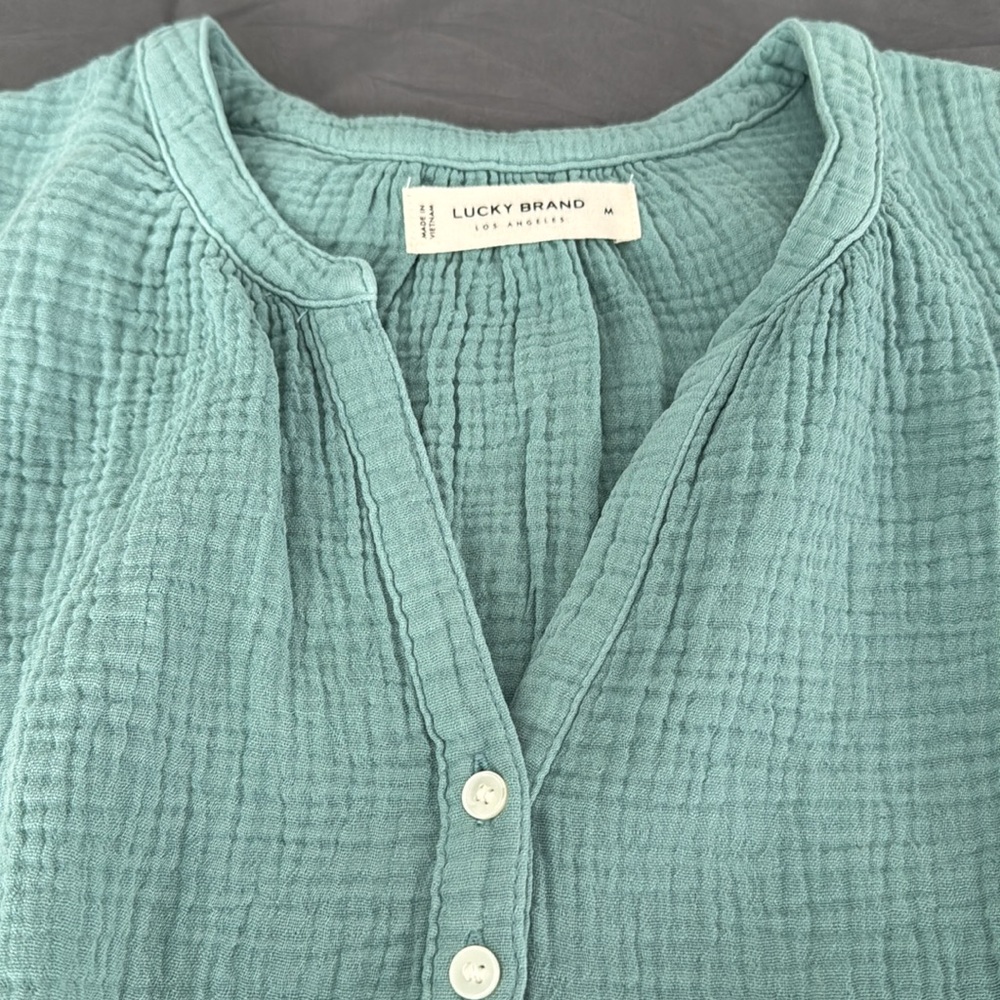 Lucky Brand Sage Green Textured Blouse